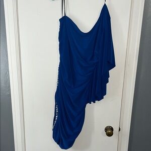 Elegant Blue Draped Dress